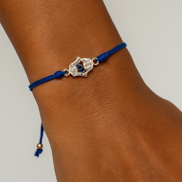 D'Bello Gold & Blue Evil Eye Bracelet - Picture 1 of 6